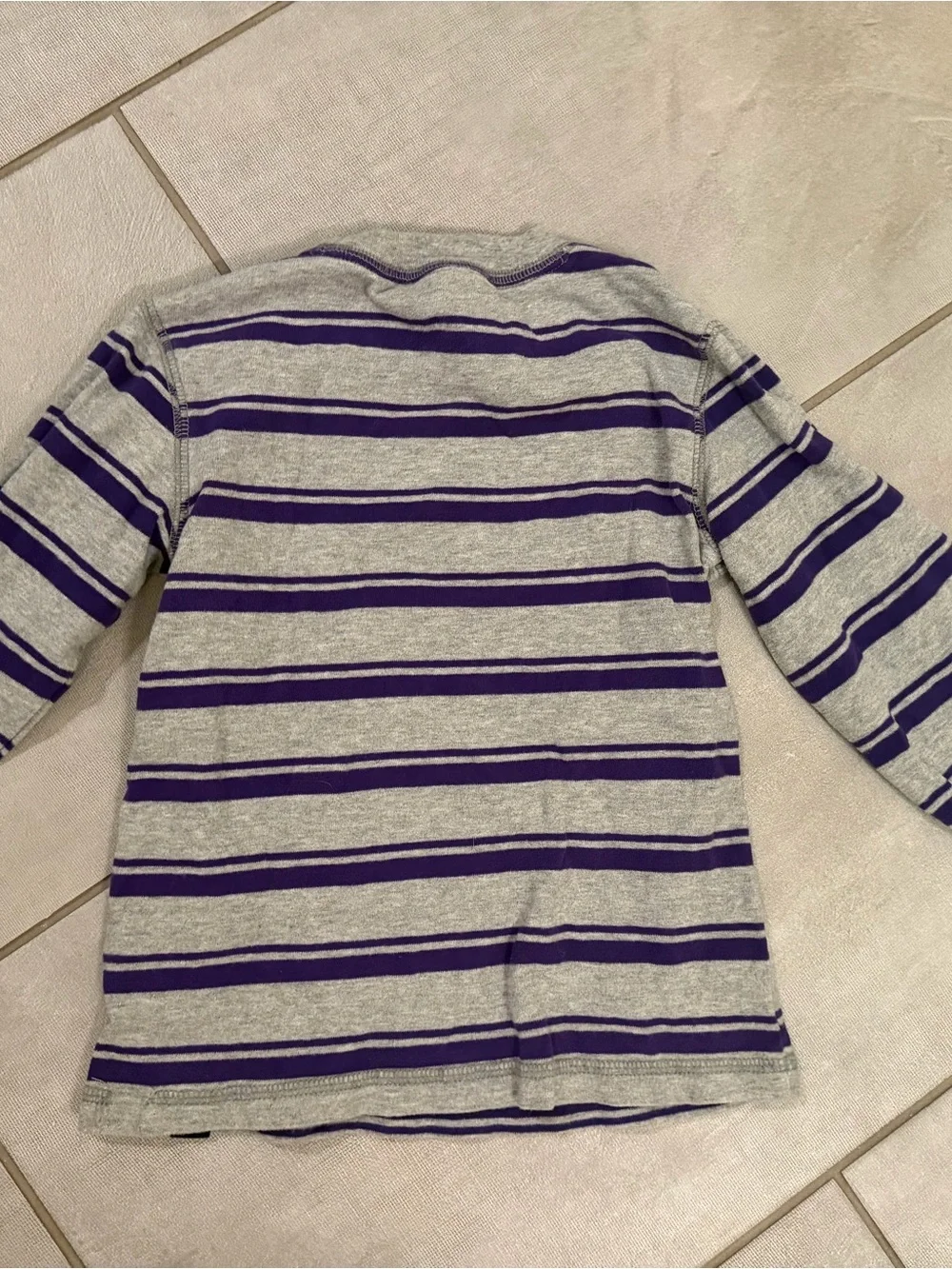 Gymboree Boys Gray Purple Striped Long Sleeve Shirt 3T 100% Cotton